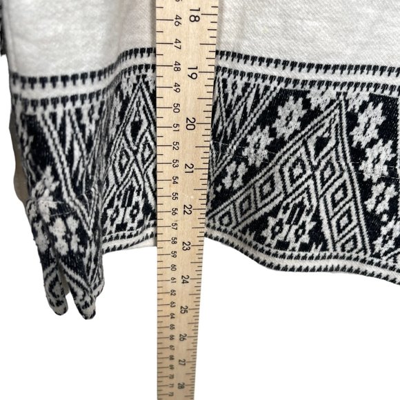 J. Crew Jacquard Sweatshirt Womens Small White Black Tapestry Lightweight 3/4 - Picture 8 of 10